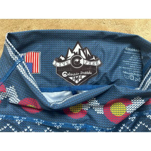 Colorado Threads Colorado Flag Leggings Yoga Pants Women’s Size Medium Snow - Picture 3 of 7